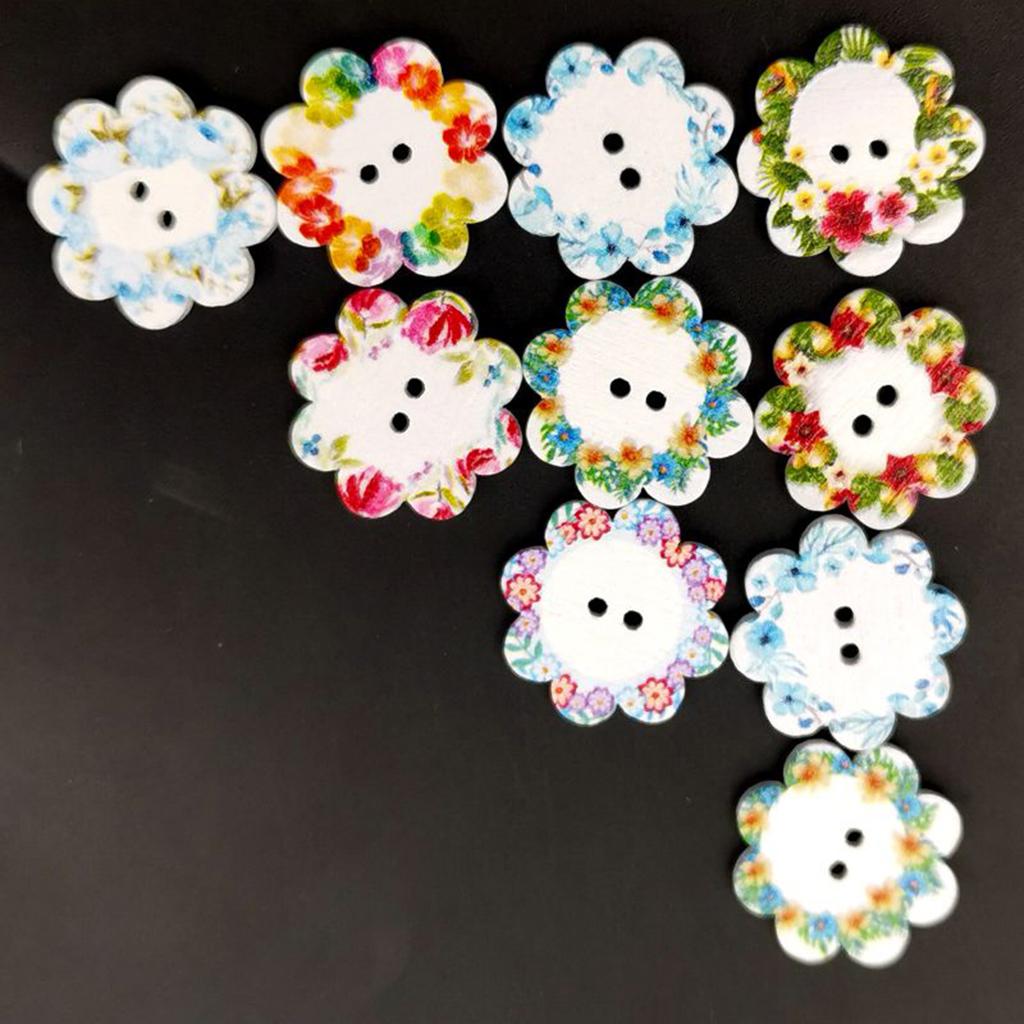 3x100pcs Flat Wooden Flower Buttons Costume Shoes Sewing Fastener 20mm Style 2