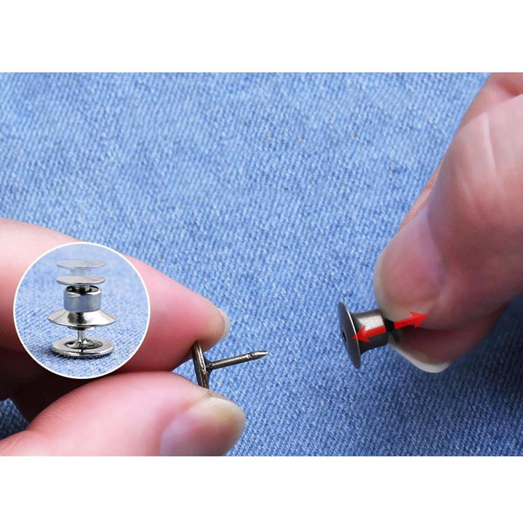 Set of 4 Waist Buckle Adjustable Snap Button Jeans Waist Detachable Gray