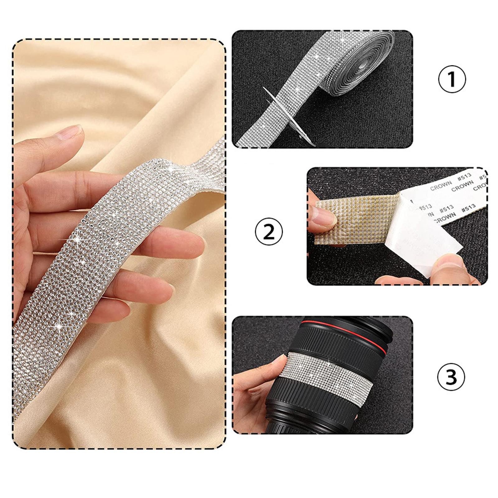 Self-Adhesive Crystal Rhinestone Diamond Ribbon DIY Sticker Silver 1.4cm
