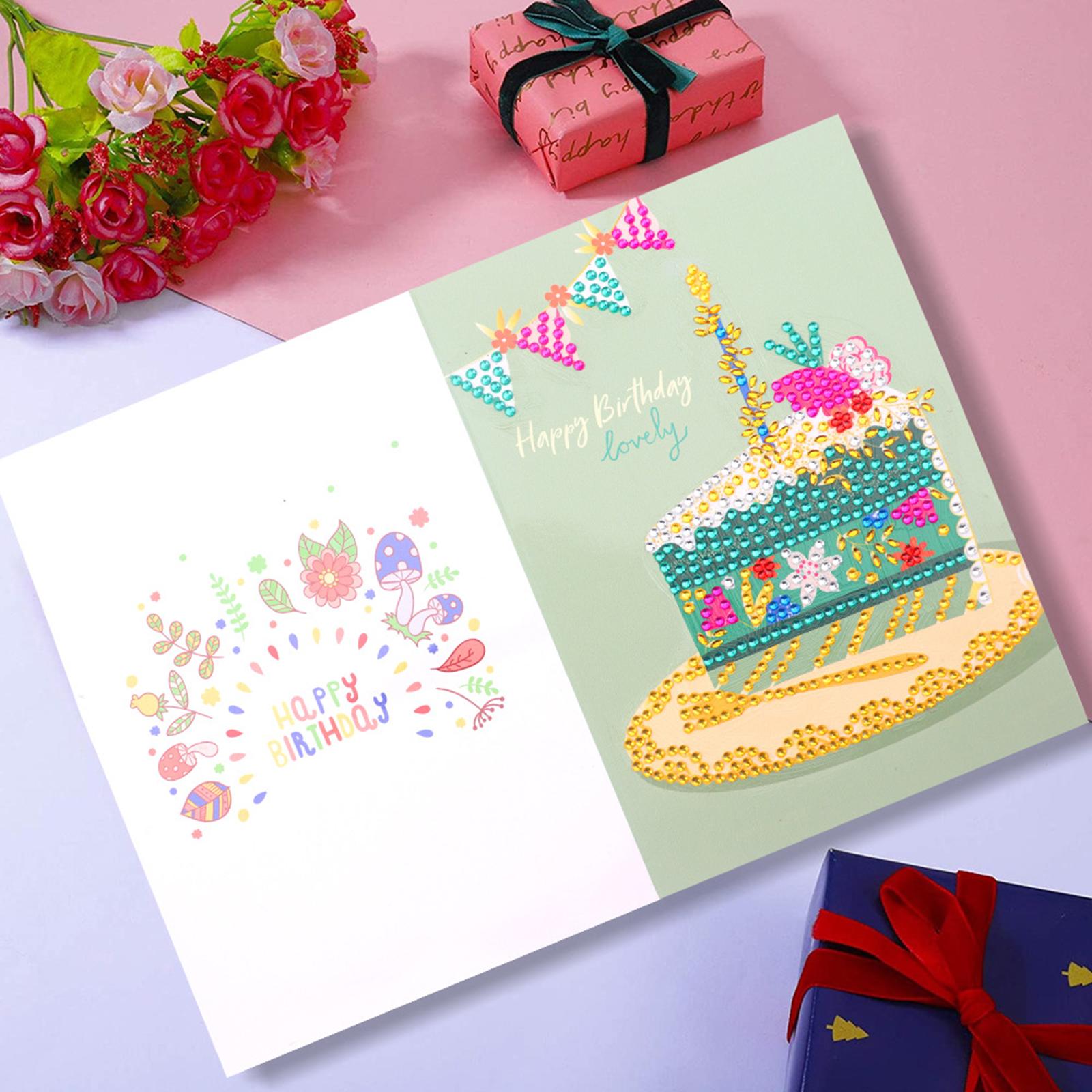 Creative Diamond Painting Birthday Cards Beaded Gift Card Mosaic Making  B
