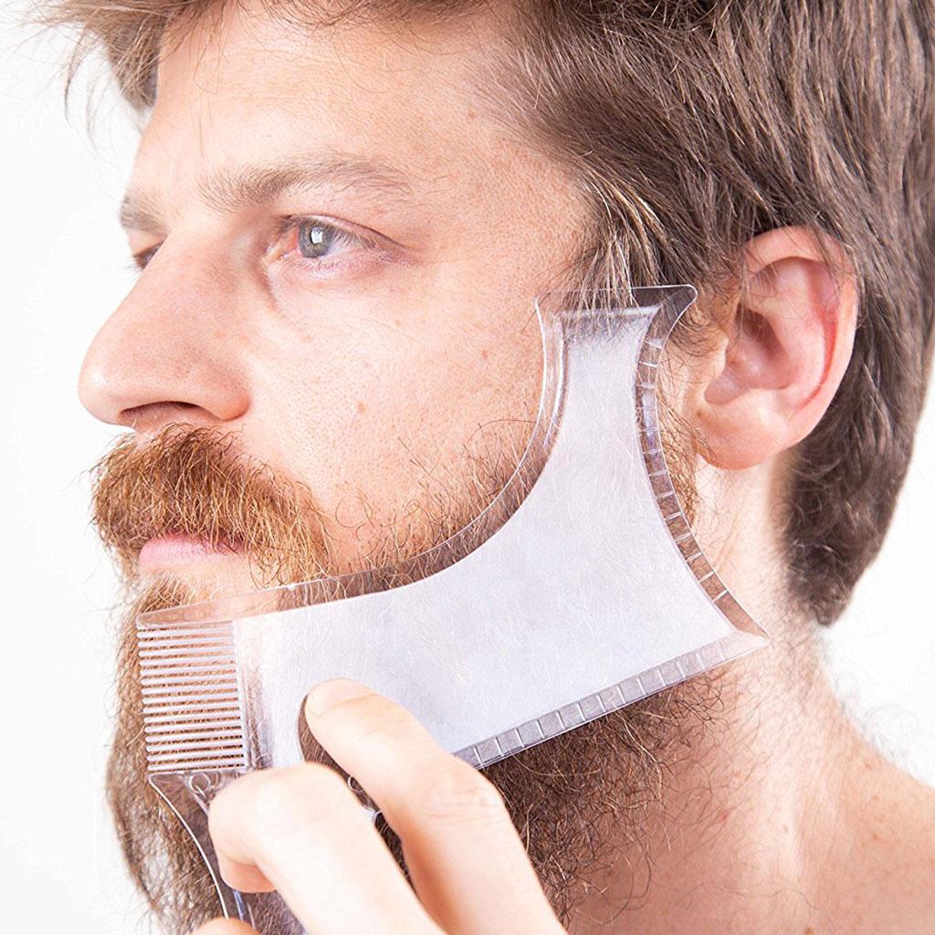 Men's Beard Shaping Ruler Facial Hair Styling Trimming Template Comb Clear