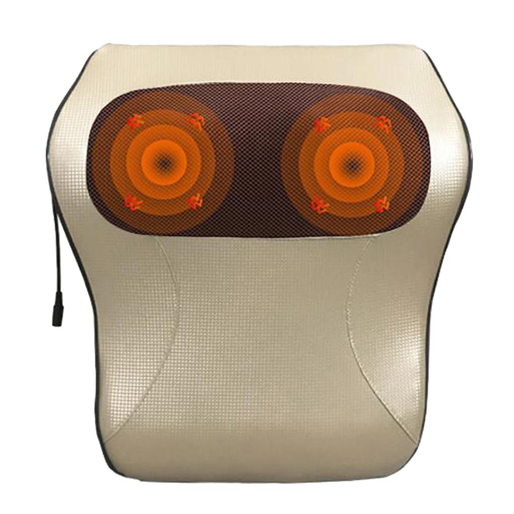 Neck Back Massager Pillow with Heat Deep Kneading Cushion UK Plug Golden