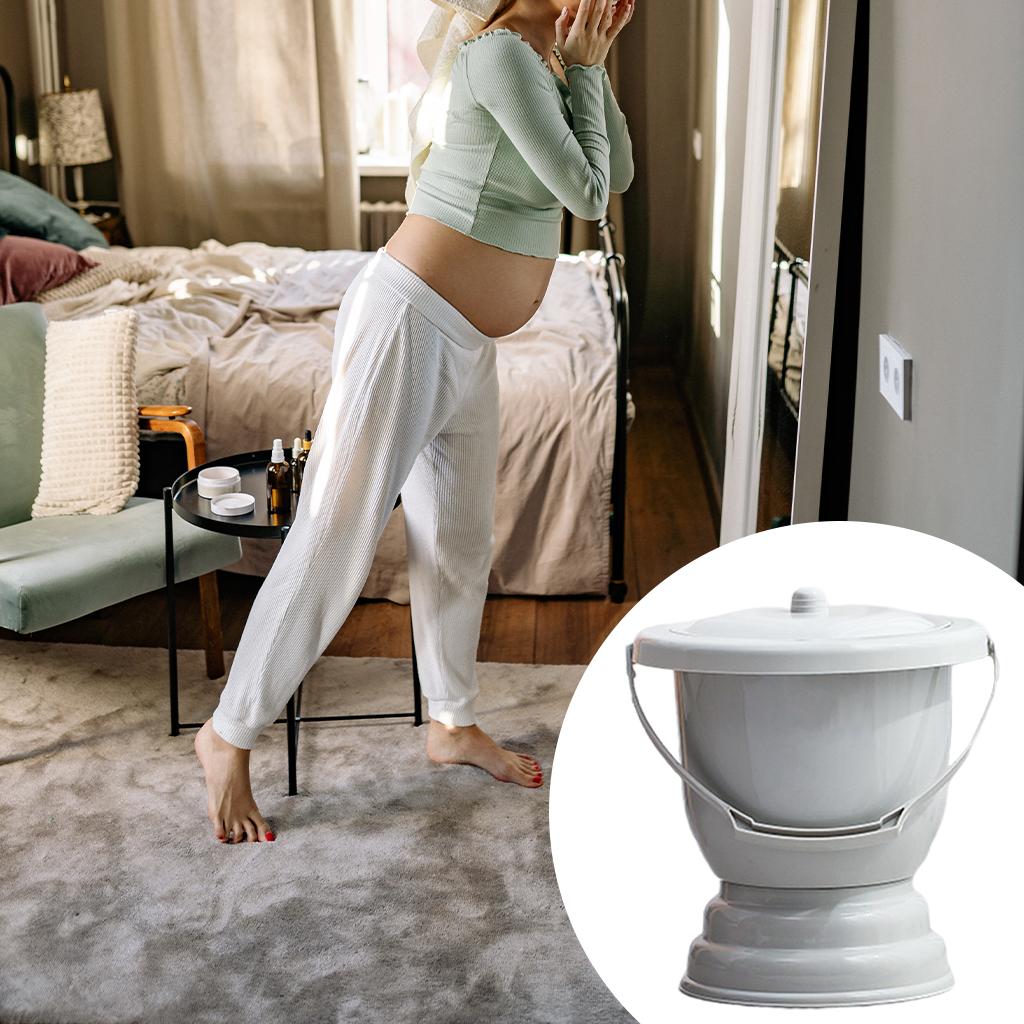 Handheld Spittoon with Lid Portable Urinal Bottle for Bedroom 28x27cm Gray