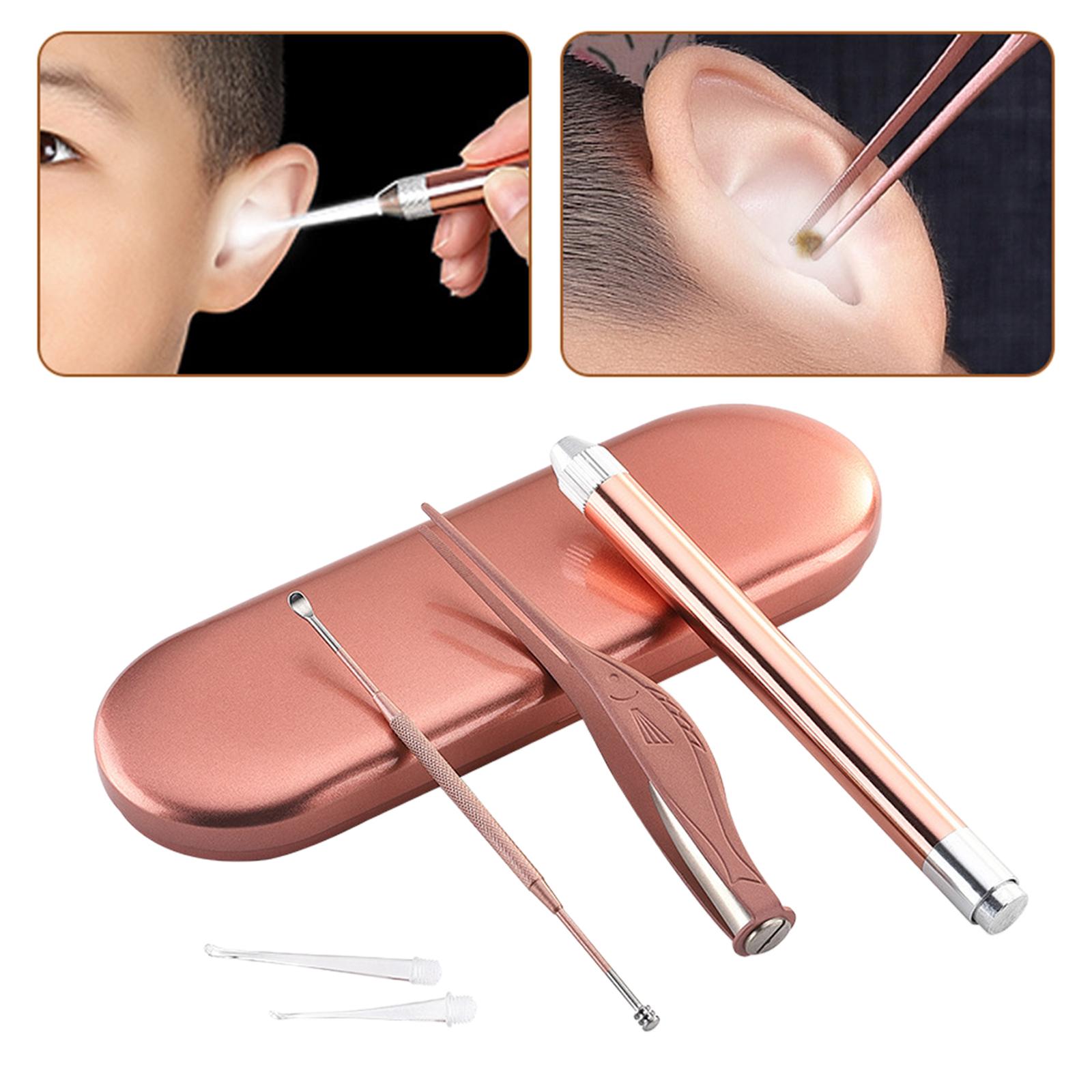Flashlight Ear Picks Digger & Tweezers Set Effective Professional Ear Care