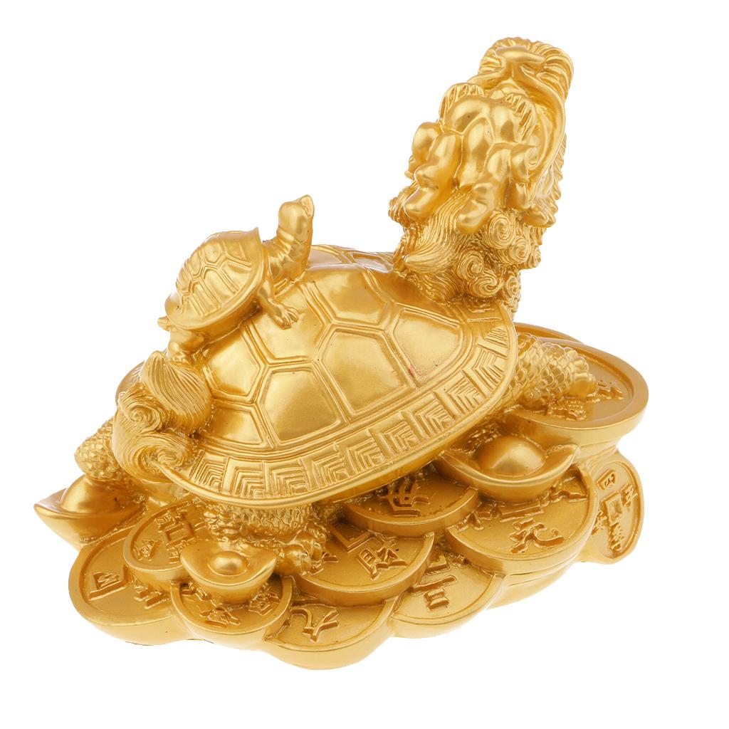 Chinese Fengshui Dragon Turtle Statue Collectible Home Decoration Art Crafts Gift for Friends Gold