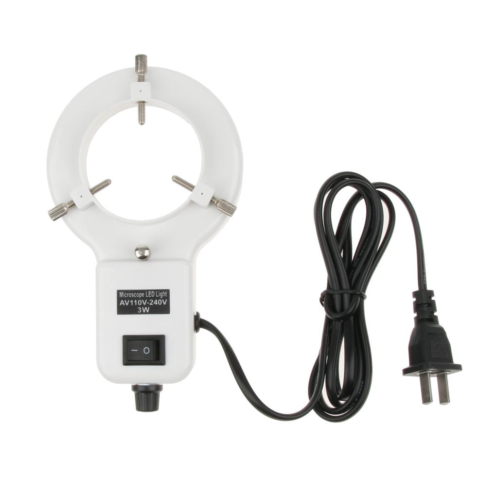 2xAdjustable Ring Lamp Microscope LED Light with Cover 60mm Inner Diameter 3W