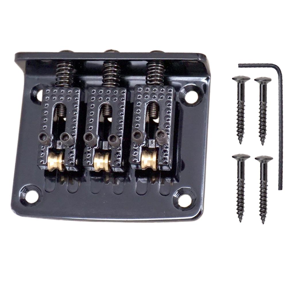 3 String Guitar Roller Saddle Bridge Tailpiece Bridge Plate Parts Black