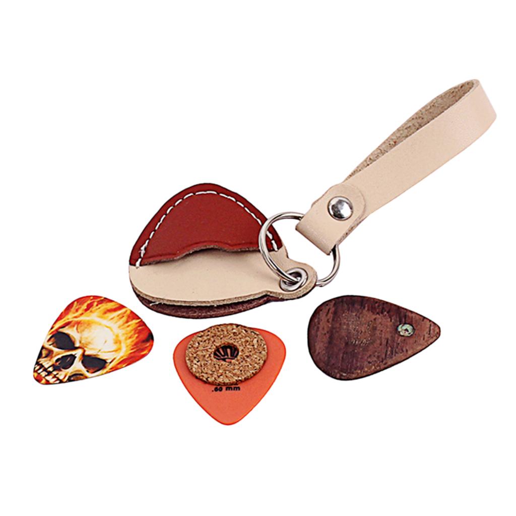 3pcs Guitar Picks Acoustic Electric Plectrums with Soft Pick Holder Keychain