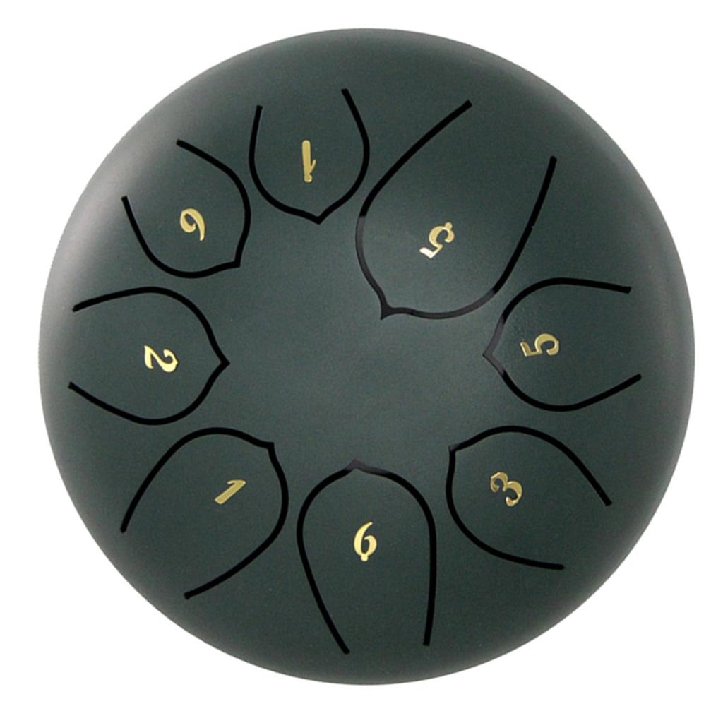 6inch Steel Tongue Drum 8 Notes Hand Drum Deep Green
