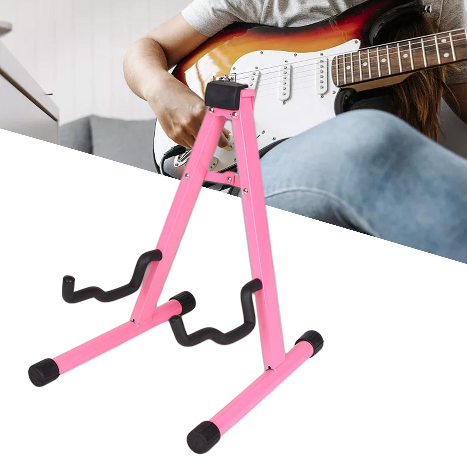 Universal Folding Instrument Stand Guitar Stand for Acoustic Electric Guitar Pink