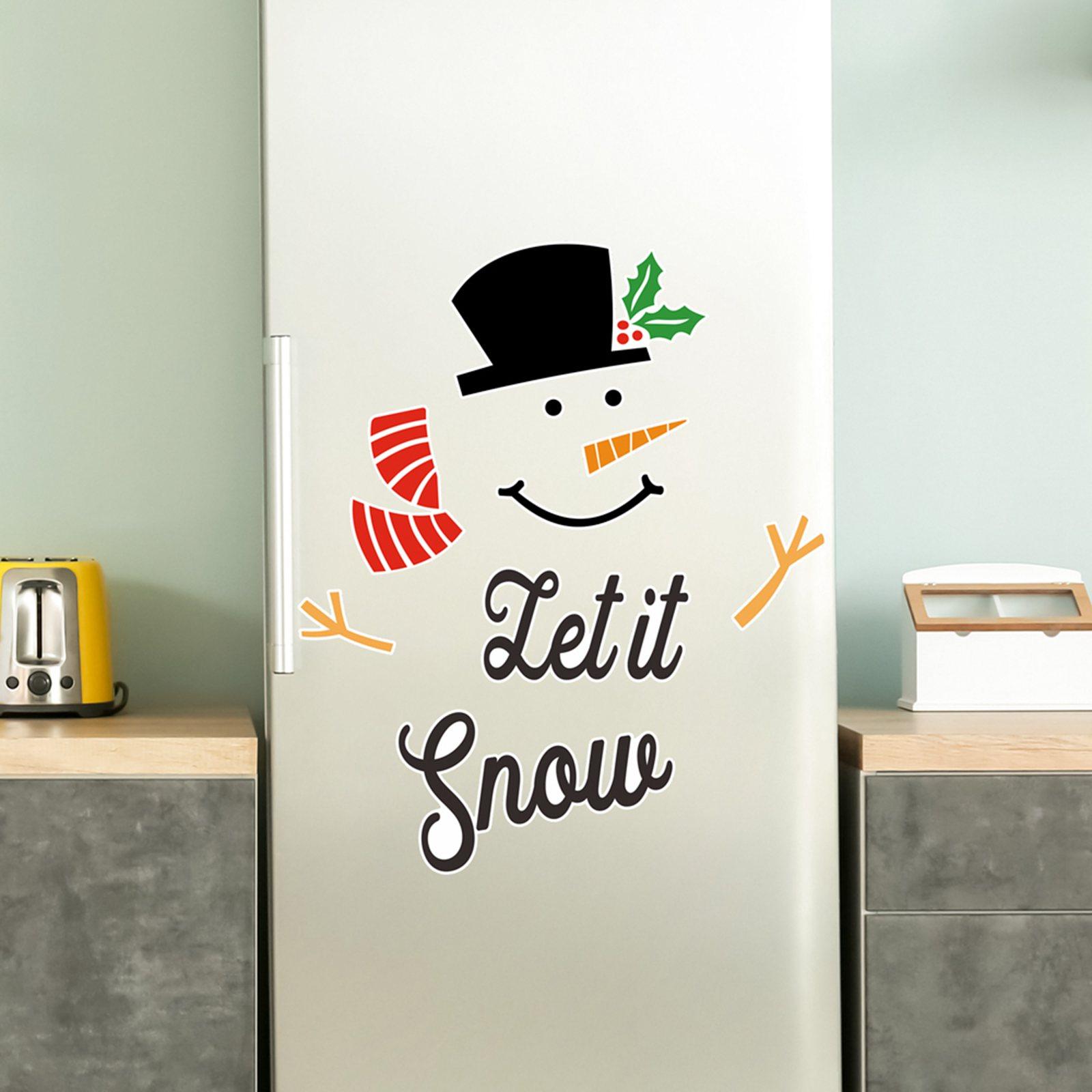 Snowman Refrigerator Sticker Expression Waterproof Christmas Decor CT033