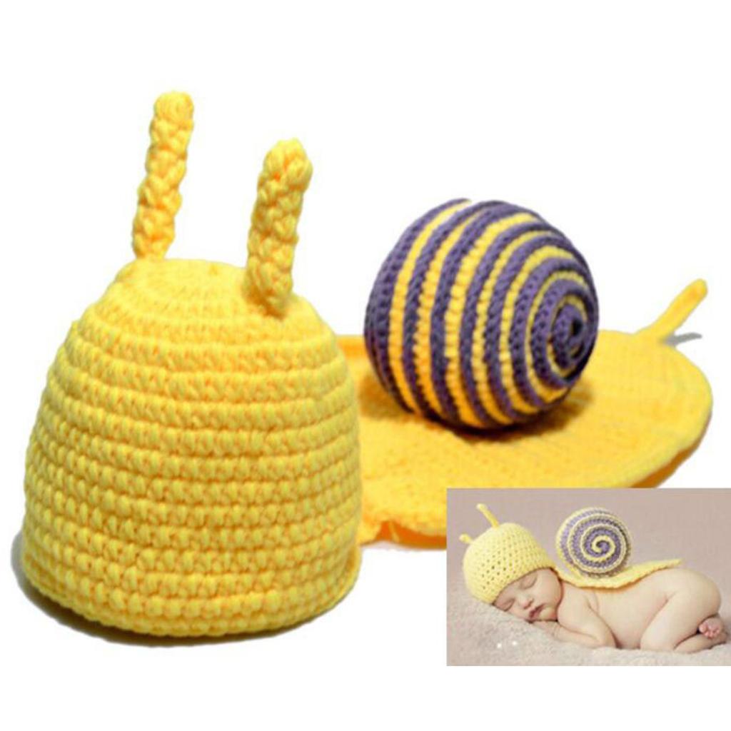 Crochet Costume Knitted Hats Outfits Newborn Photography Props Snail