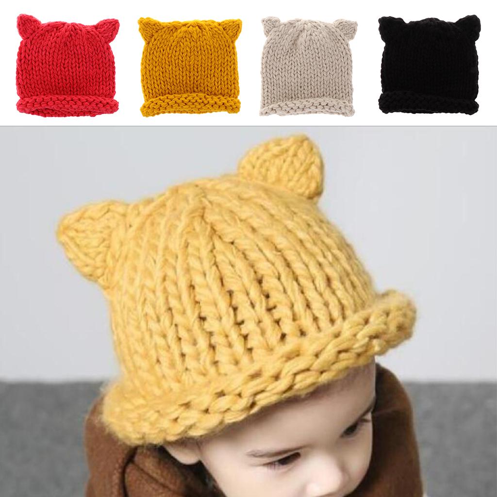 Soft Infant Toddler Winter Hat Knitted Baby Beanies Winter Caps Beige