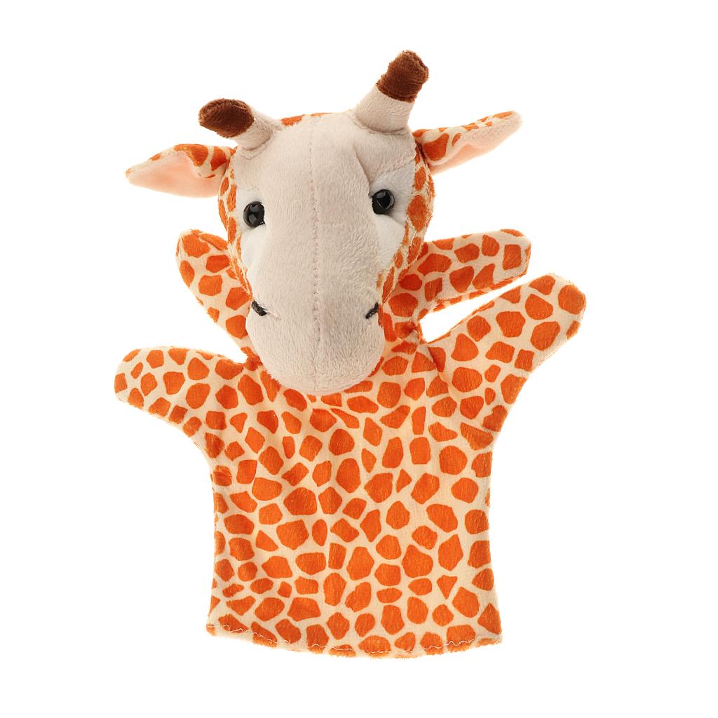 Story Learning Kids Zoo Plush Toy Animal Hand Glove Puppets Giraffe