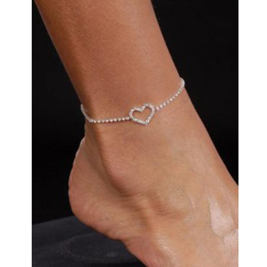 Wedding Jewelry Crystal Diamond Heart Anklet Foot Chain Ankle Bracelet