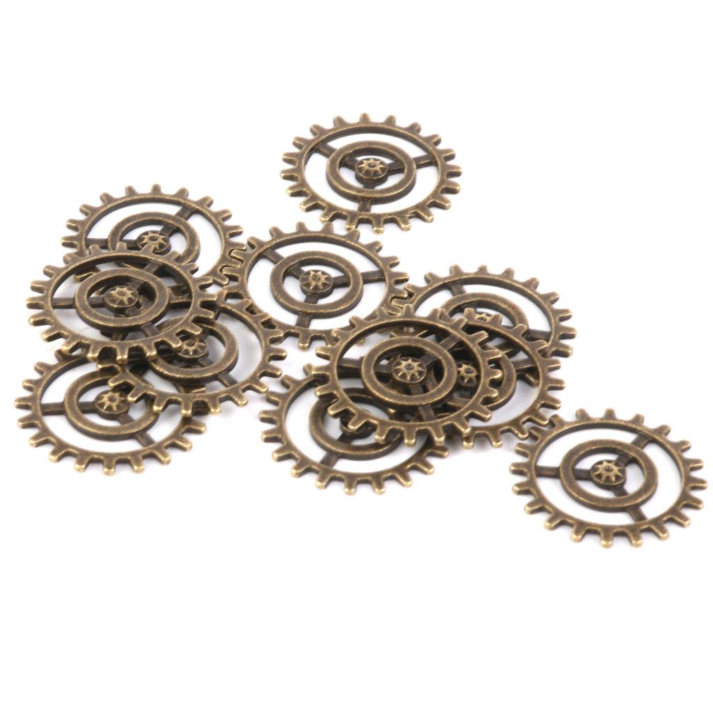 Vintage Punk Alloy Carved Gear Wheel Pendant Charms 2CM 50PCS Antique Bronze