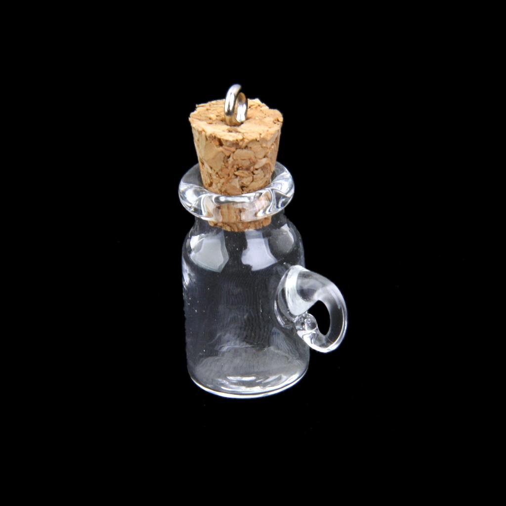  10pcs Glass Cork Bottle Jars Vials Wishing Bottles DIY Pendant -cup shape