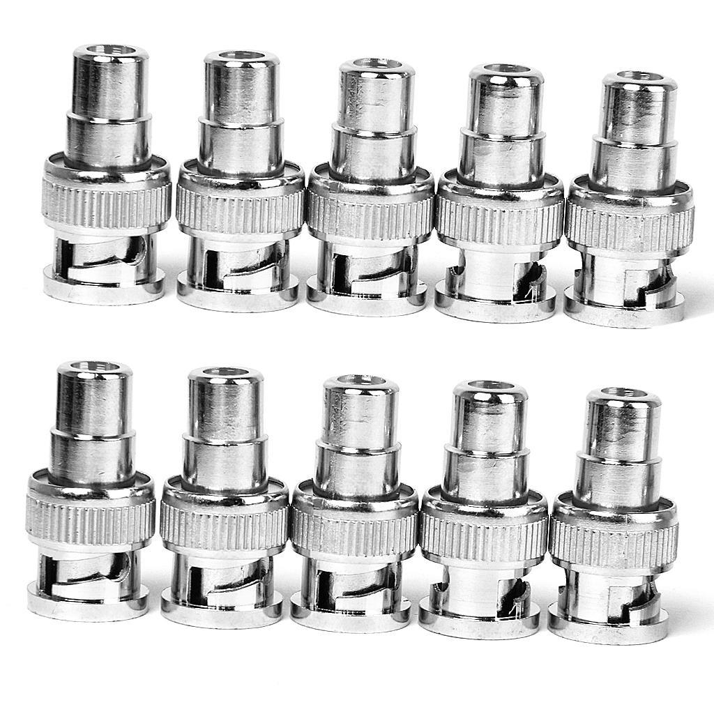 10Pcs BNC Male to RCA Female Jack Coax Connector for CCTV camera