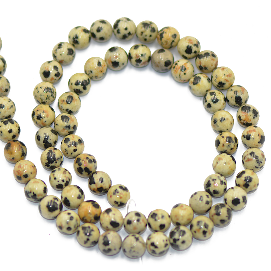 Natural Dalmation Spot Jasper Round Gemstone Loose Beads Strand 15 inch