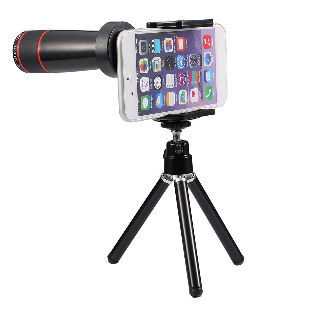 Universal 12x Zoom Phone Telephoto Lens Kit w/ 360° Rotatable Tripod Mount Stand for Phone