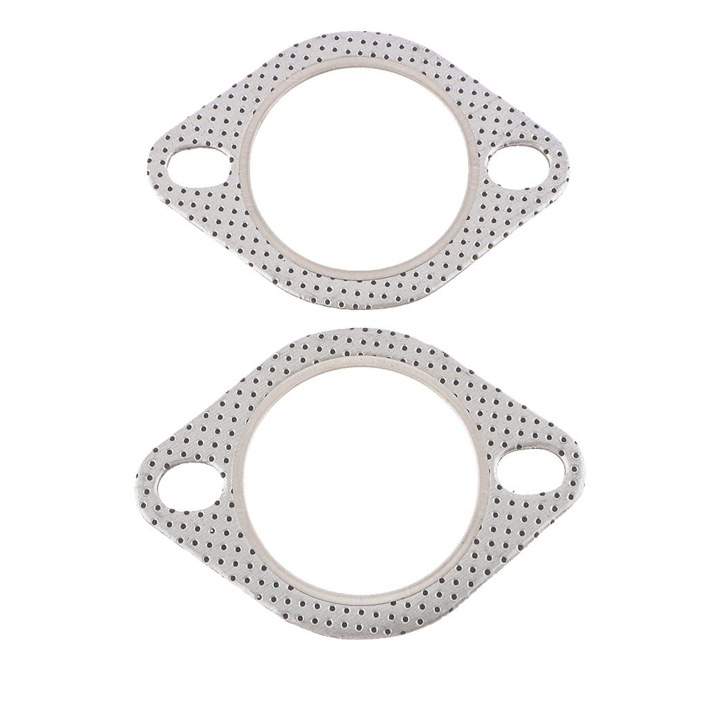 2Piece Exhaust Flange Gasket Silver for Car Replacement Repair Parts, Silver