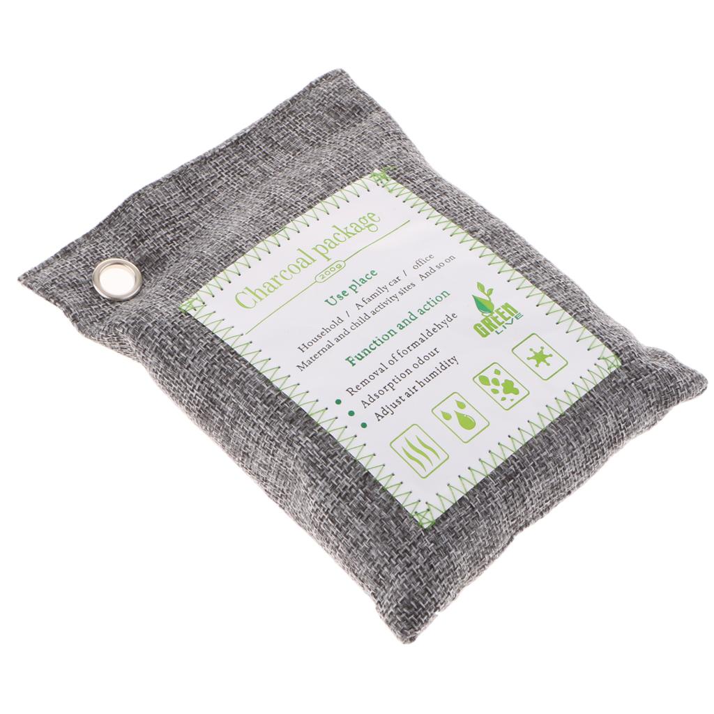 200g - Charcoal Deodorizer Odor Neutralizer Home & Car Freshener Bags, Bamboo Organic Activated Air Purifying Bags Silver