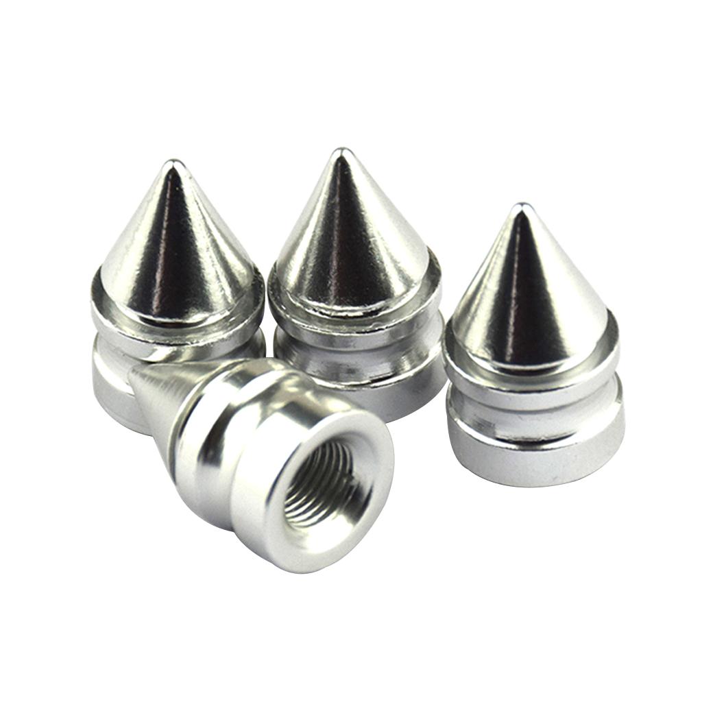 4 Pieces Aluminum Tire/Rim Valve/Wheel Spike Cover Stems Cap Sliver