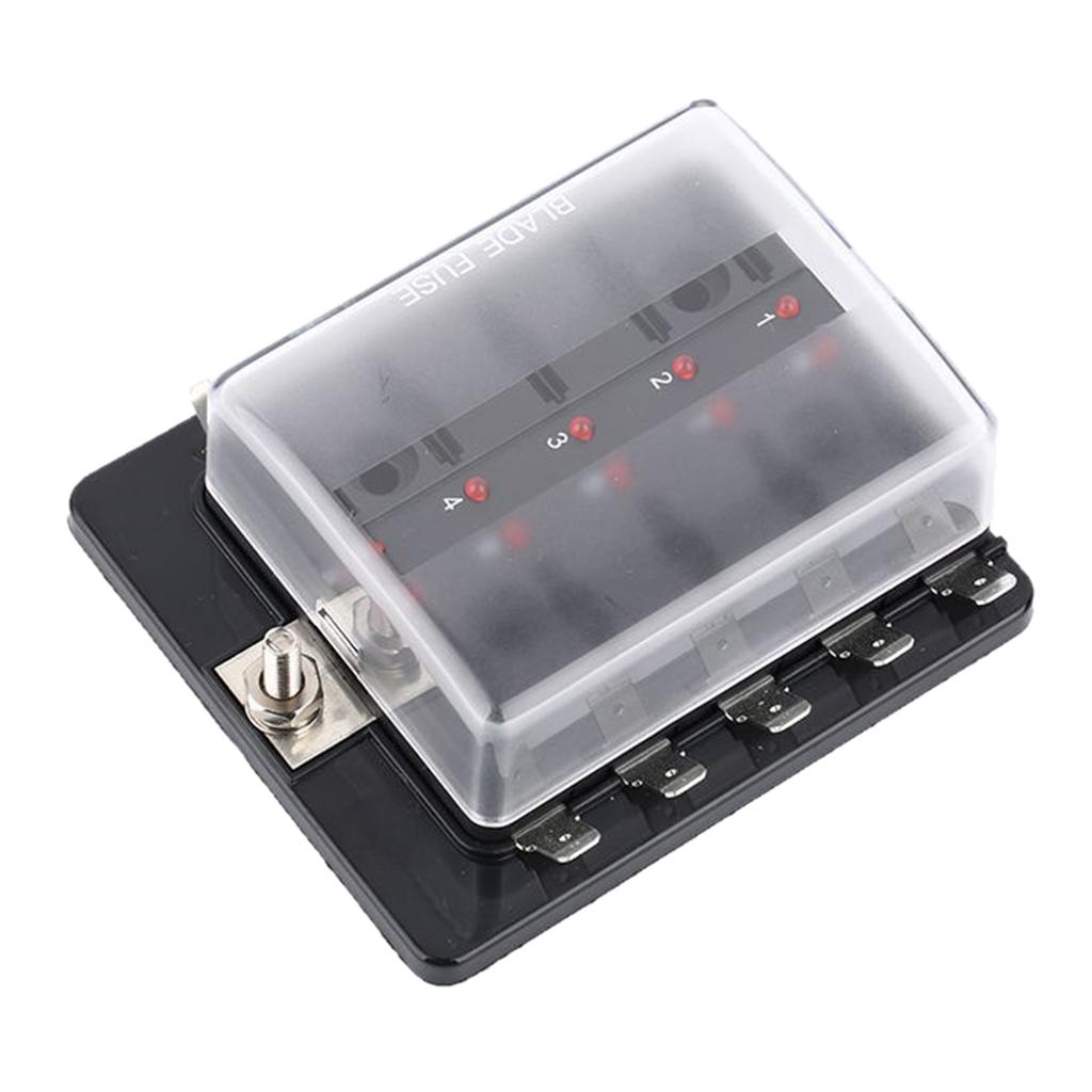 10 Way Blade Fuse Box Holder 10A Per Circuit Waterproof for Marine Boat Car