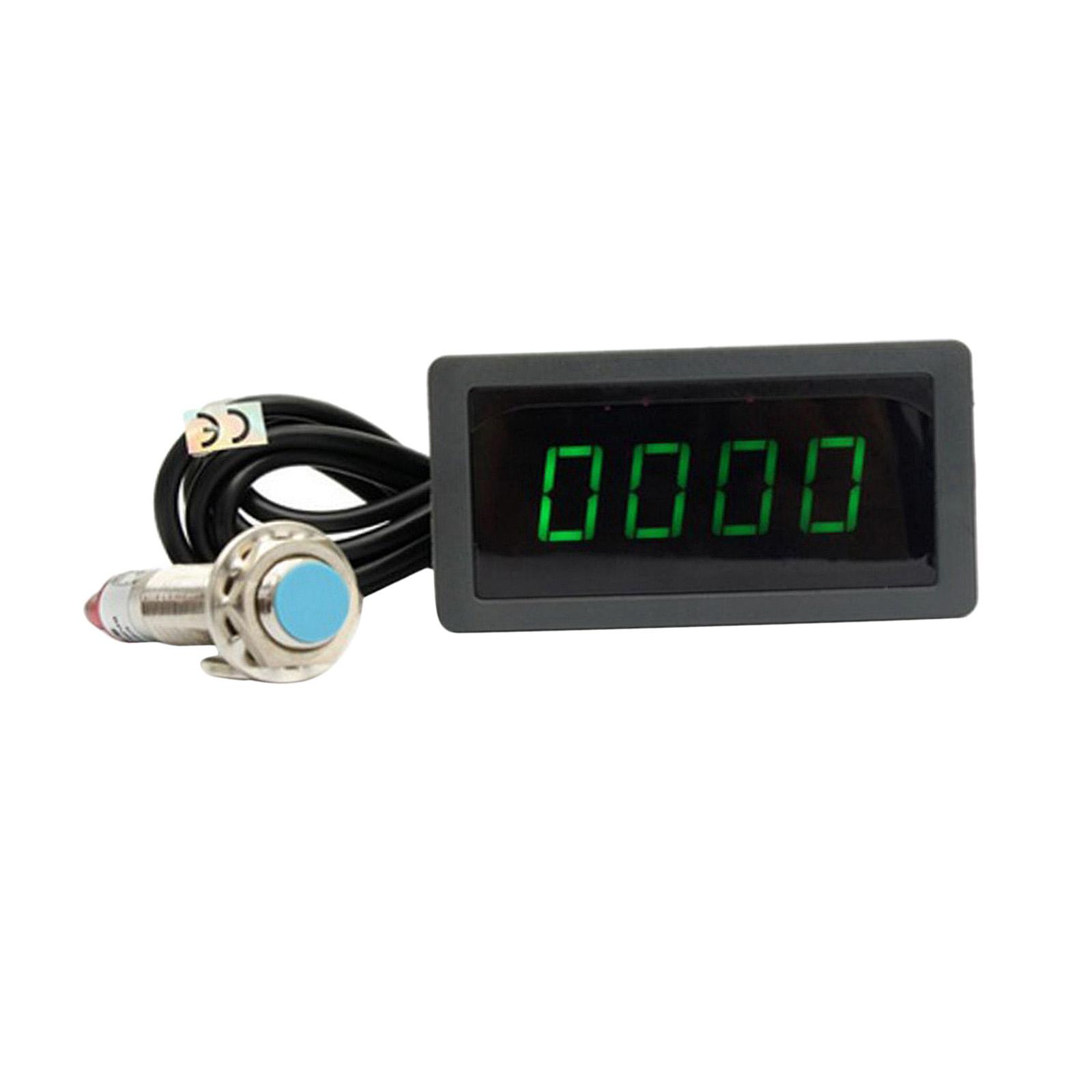 Digital Tachometer RPM Meter LED Tachometer & Switch 10-9999RPM Green Light