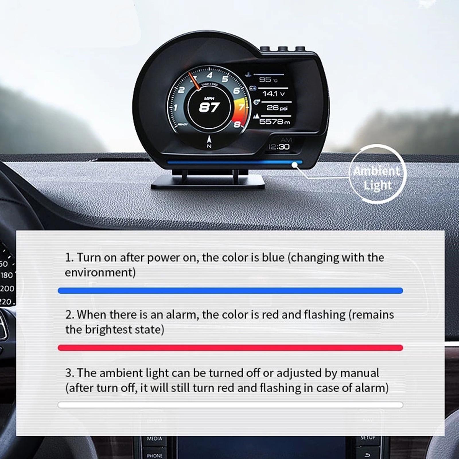 P6 Universal Vehicle HUD Display Digital Car Dashboard System Displays Speed