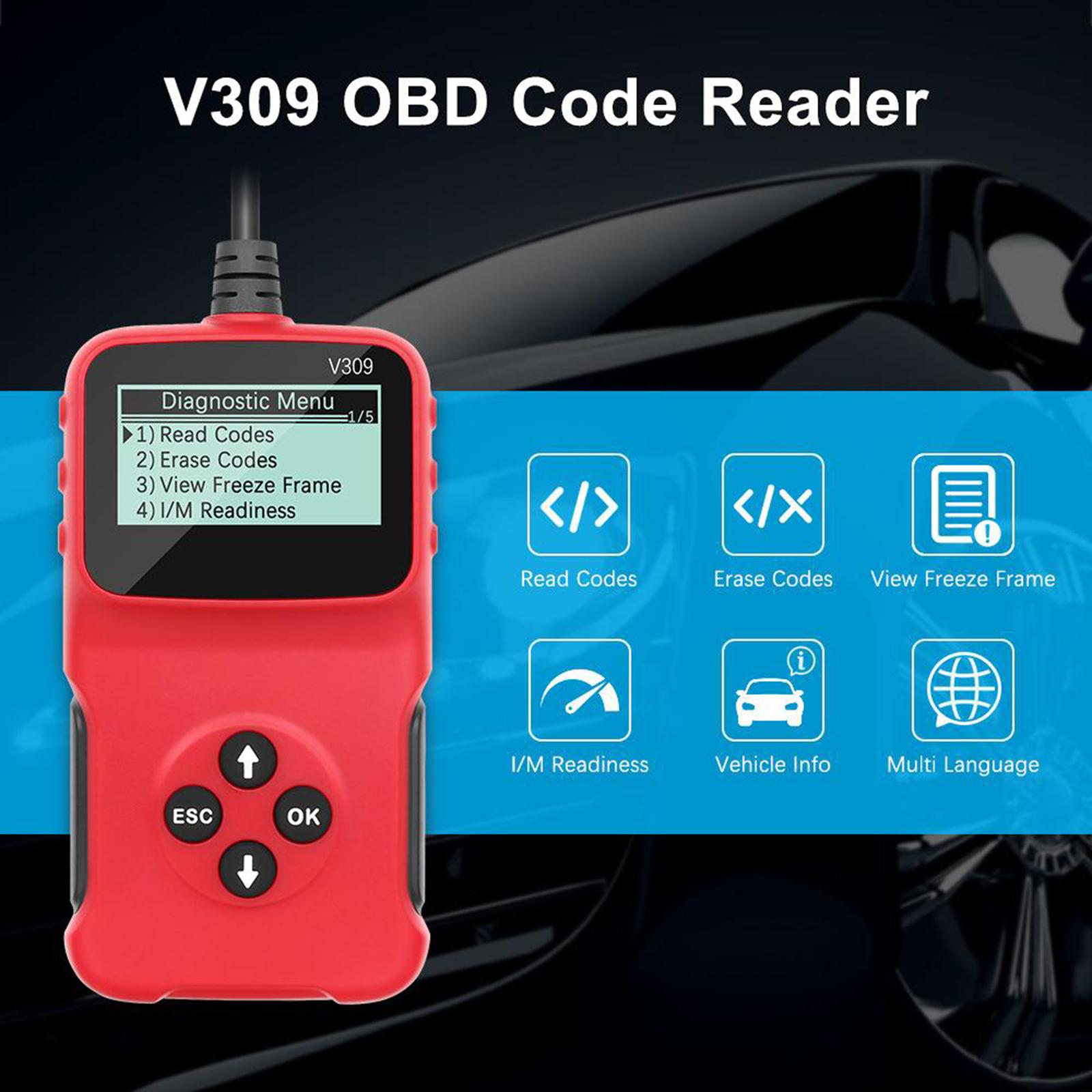V309 Vehicle Diagnostic Interface Scanner Fault Code Reader Scan Reset Tool
