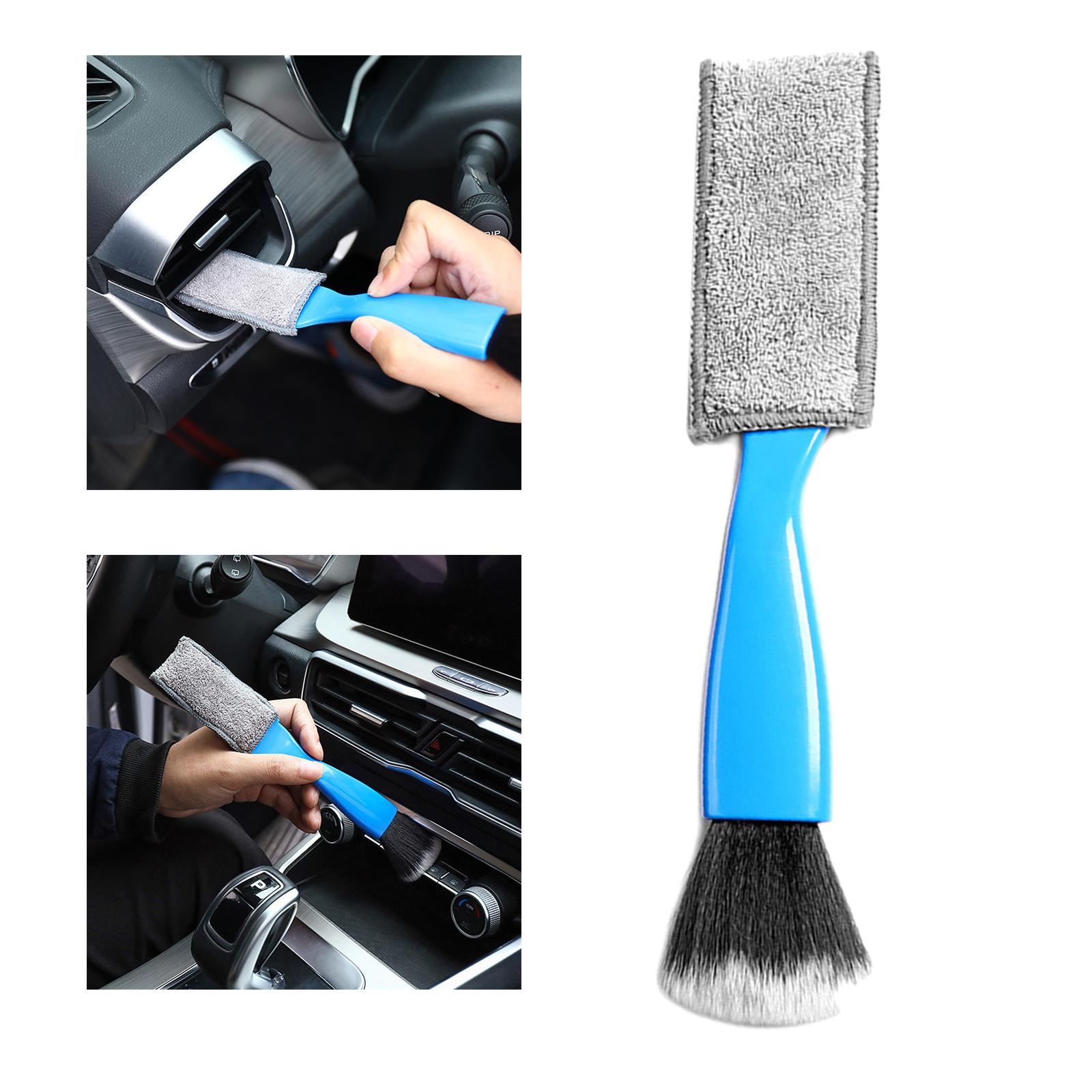 Soft Double Headed Car Detailing Brush Dashboard Fan Keyboard Duster Blue