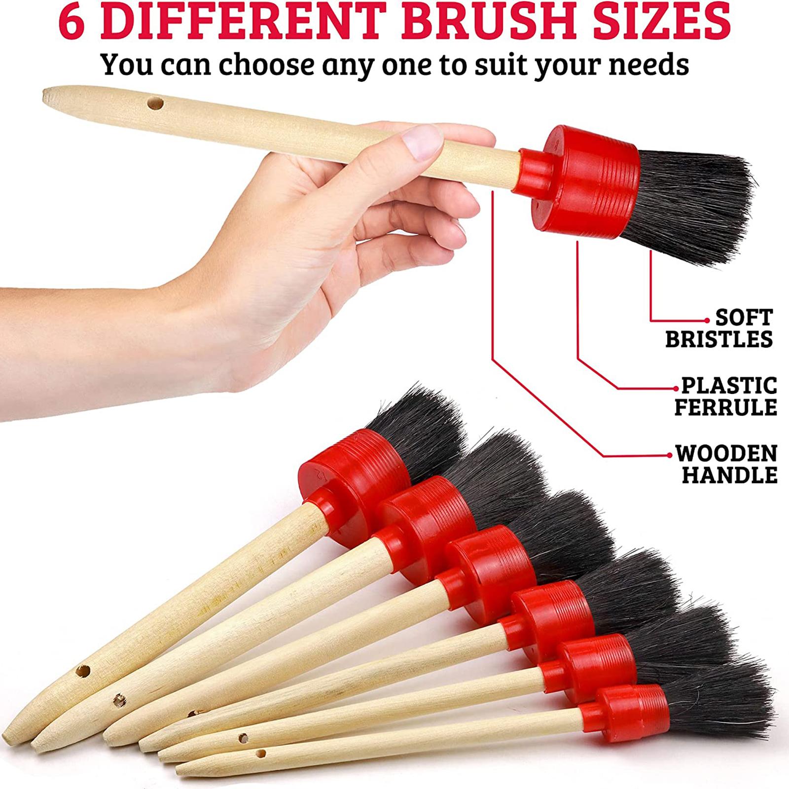 12x Car Detailing Brushes Set 6Pcs Detail Brushes for Cleaning Wheels