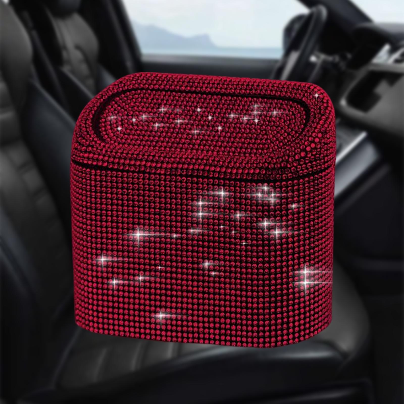 Multifuntional Bling Car Trash Can Car Organizer Hanging for Bedroom Red