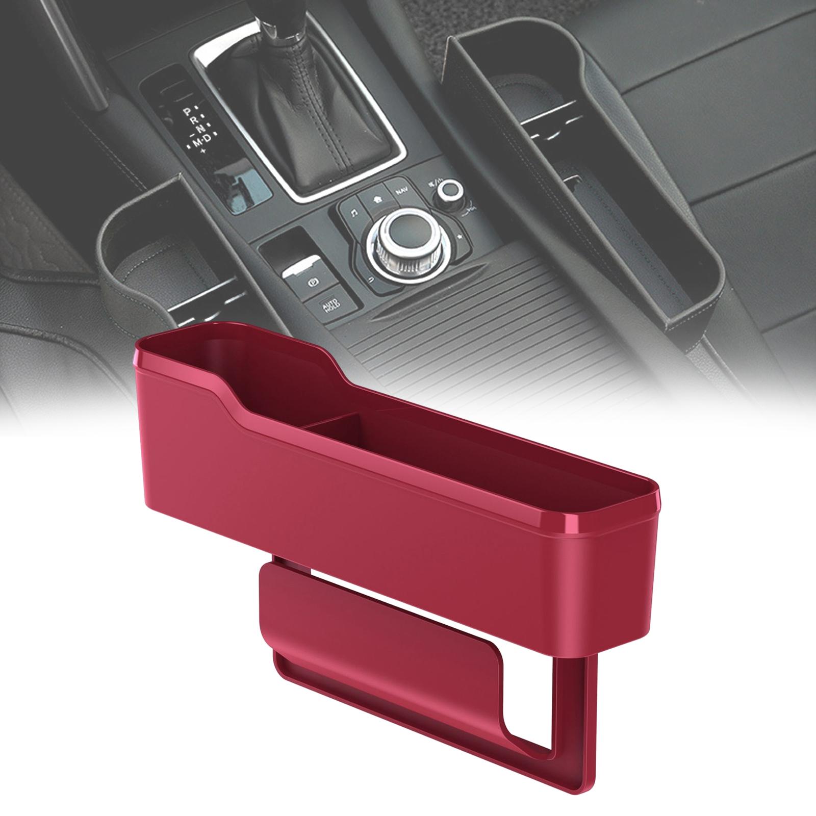 Car Interior Seat Gap Organizer with Cup Holder Accessory for Holding Phone Long Red