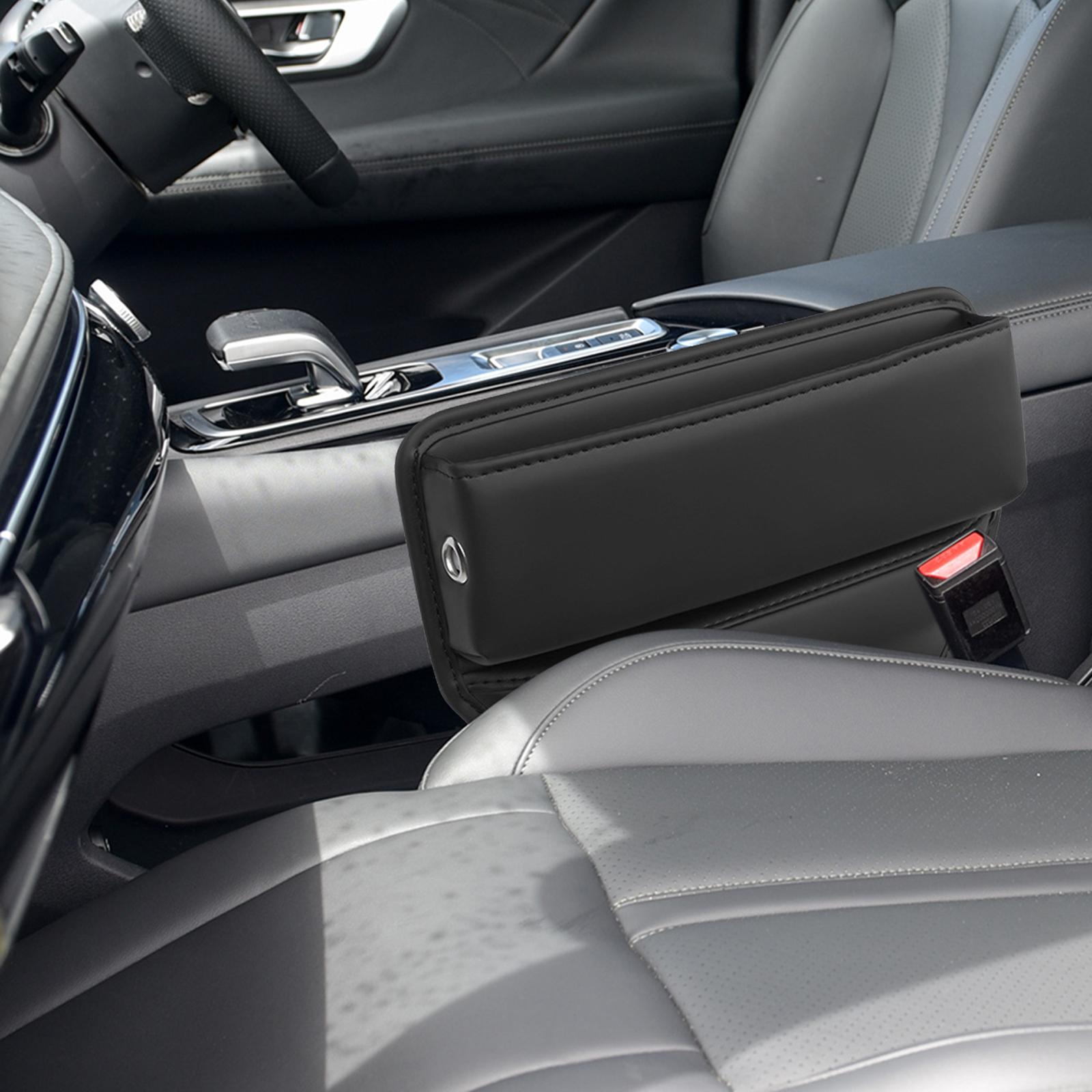 Car Seat Gap Organizer Storage Box PU Leather Anti Scratch Durable Universal Black