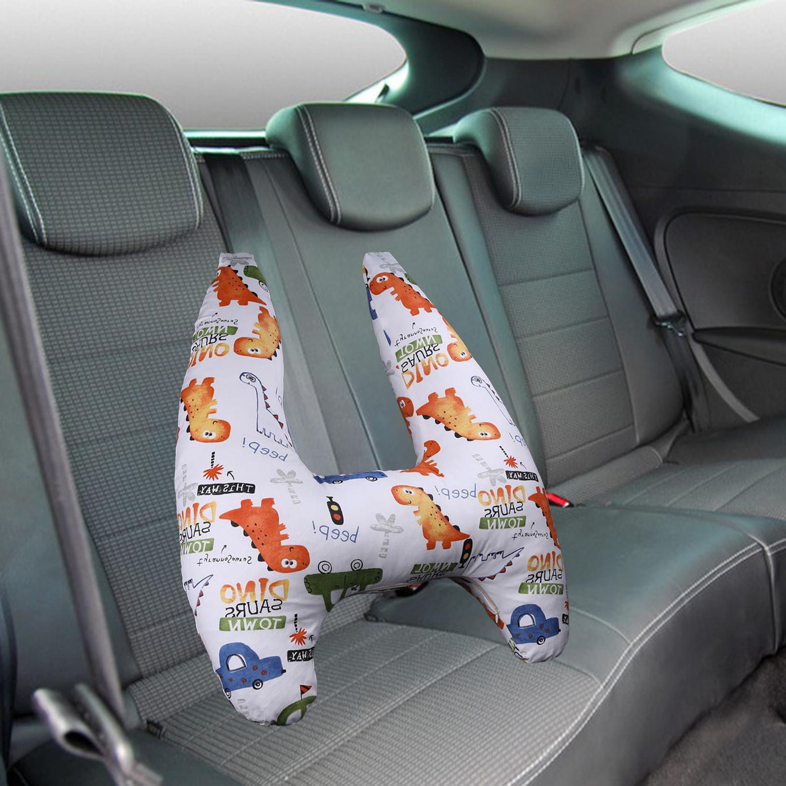 Car Back Seat Travel Pillow Provides Head and Body Support Sleeping Pillow Orange Dinosaur