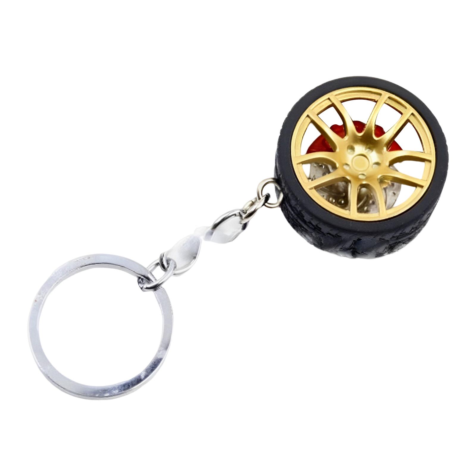 Mini Cute Tire Keyring Creative Automobile Car Parts Model Key Chains Lovers Yellow