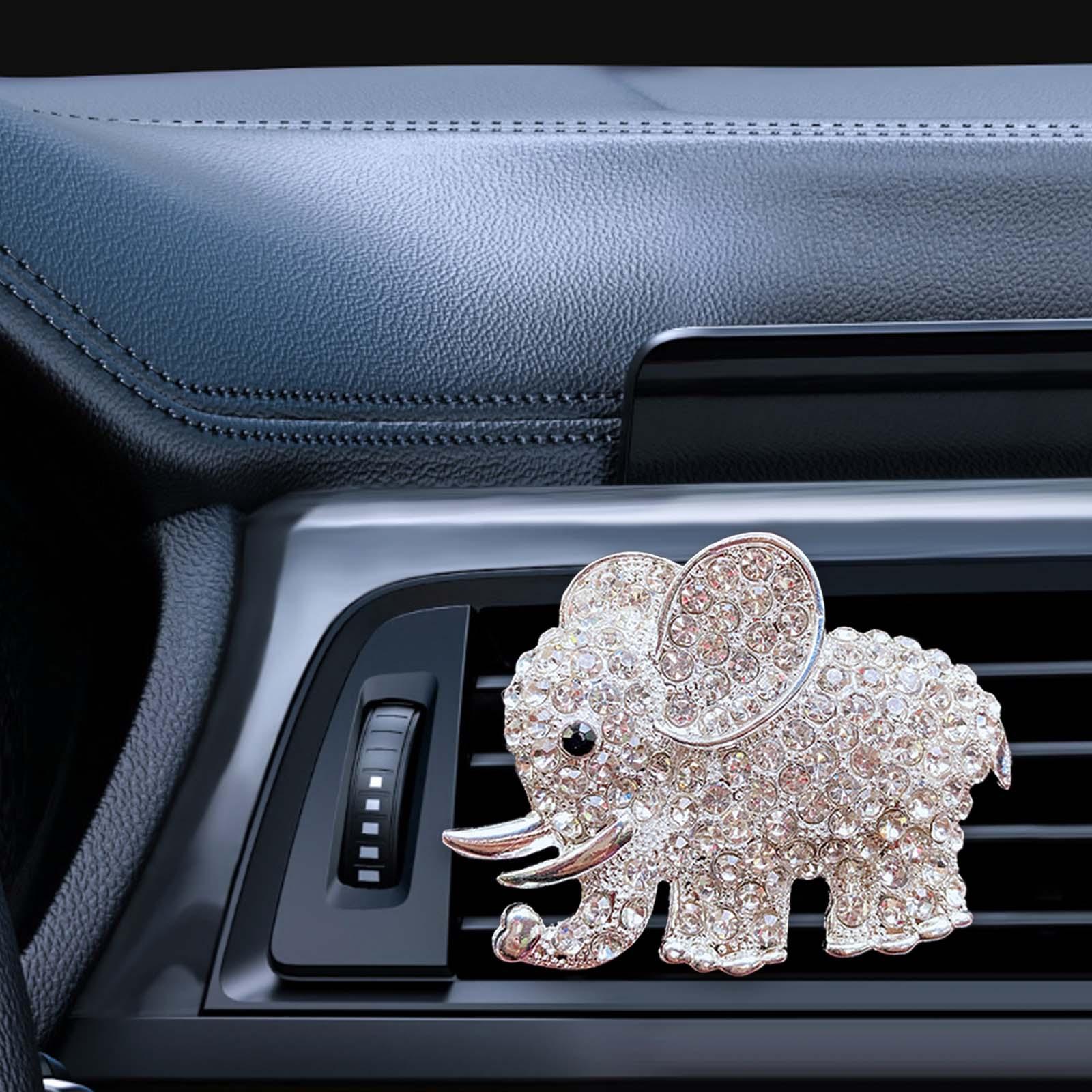 Car Aromatherapy Vent Clip Elephant Rhinestone Air Conditioner Vent Diffuser Silver