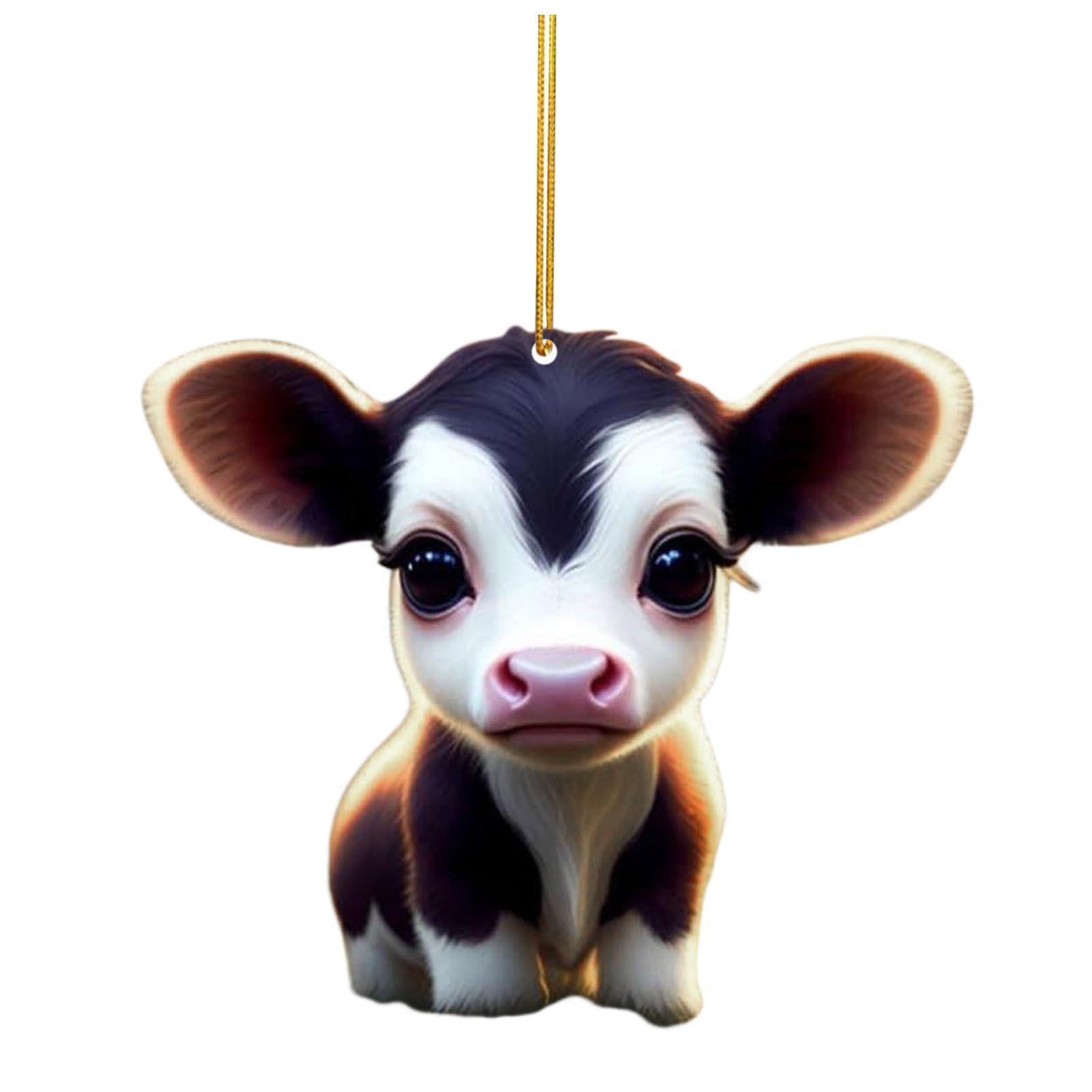 10 Pieces Cow Xmas Car Hanging Pendant Ornament Acrylic Material Collectible