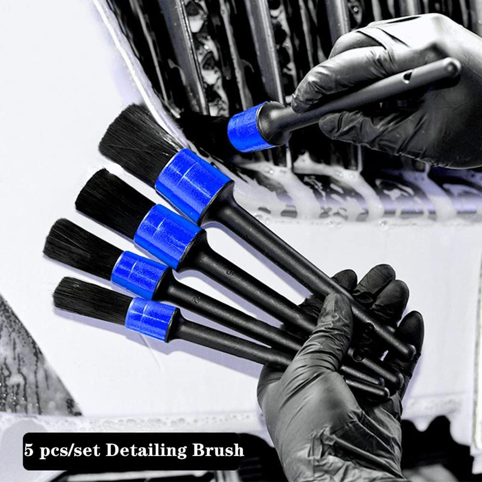 5Pcs Car Detail Brush Cleaning Tool for Wheels Engine Console Dashboard