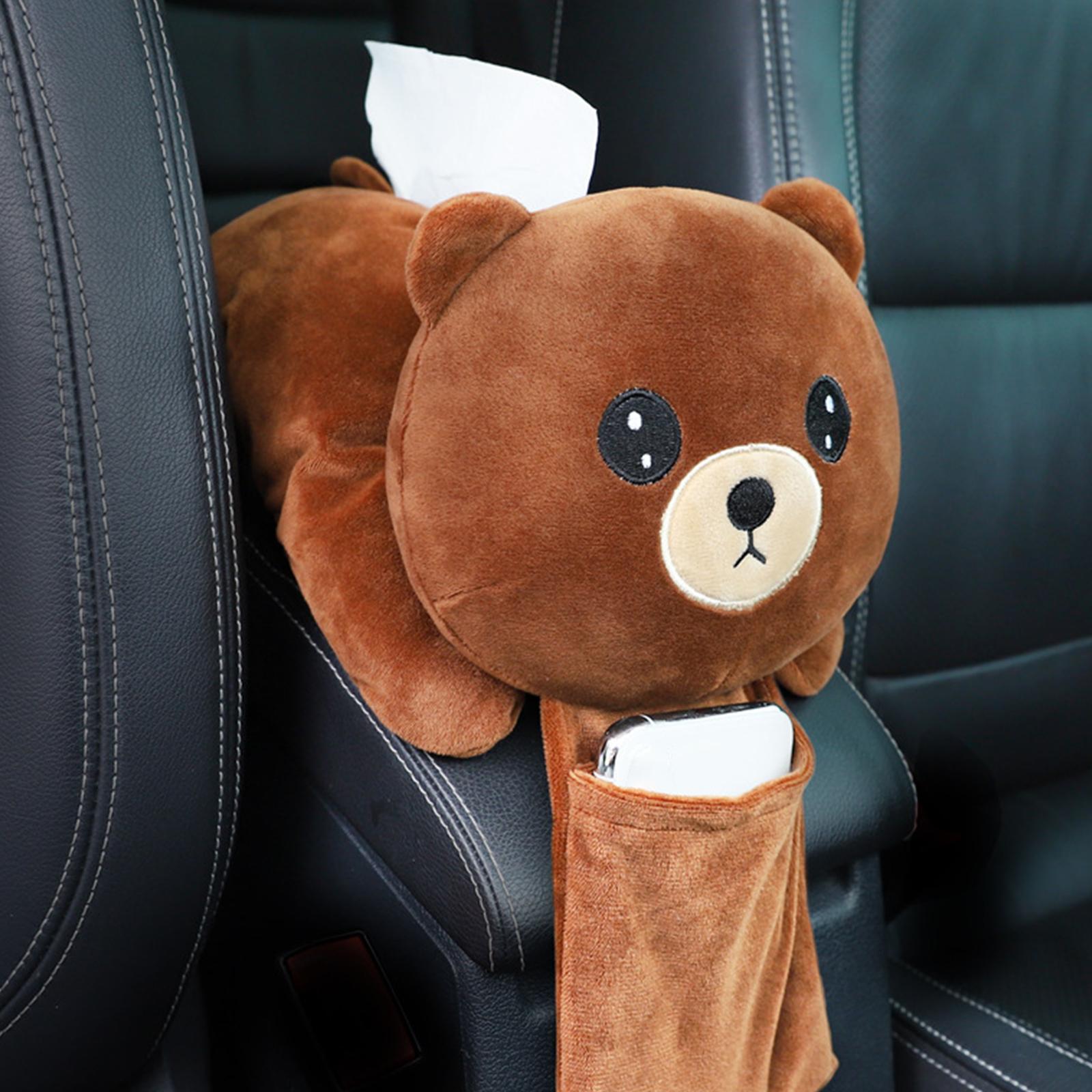 Car Tissue Holder Plush Bear Creative Soft Universal Cartoon Tissue Box Case