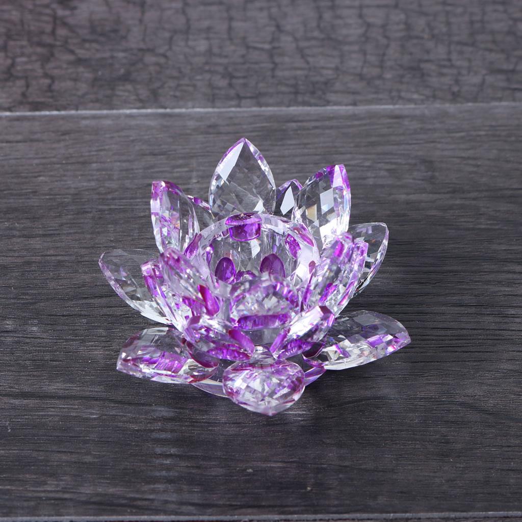 Shiny Crystal Glass Buddhist Lotus Flower Tealight Candle