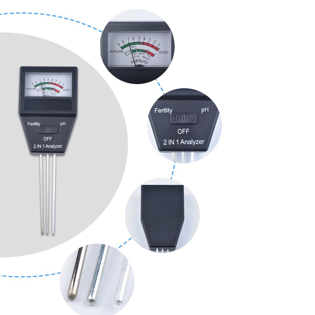 2-In-1 Garden Soil PH Temp Fertility Analyzer Meter Tester