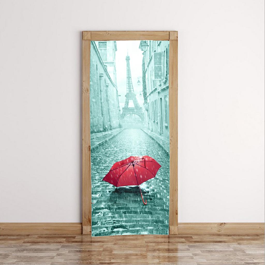 Selbstklebende Türtapete 70x200cm - 3D Retro Gebäude Design Wasserdicht