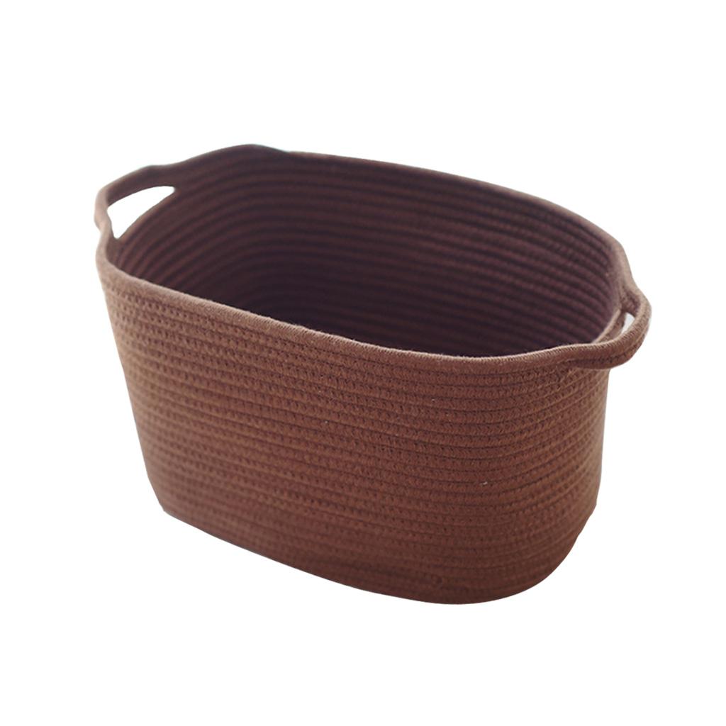 Storage Basket Cotton Rope Storage Sundries Organizer With Handles Coffee