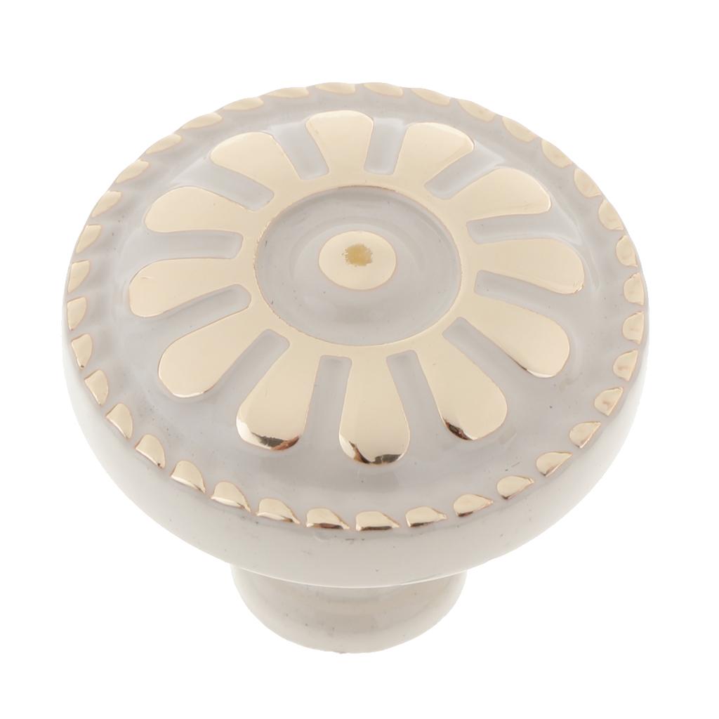 Zinc Alloy Round Knobs Pulls Handles with Screw for Cabinet White