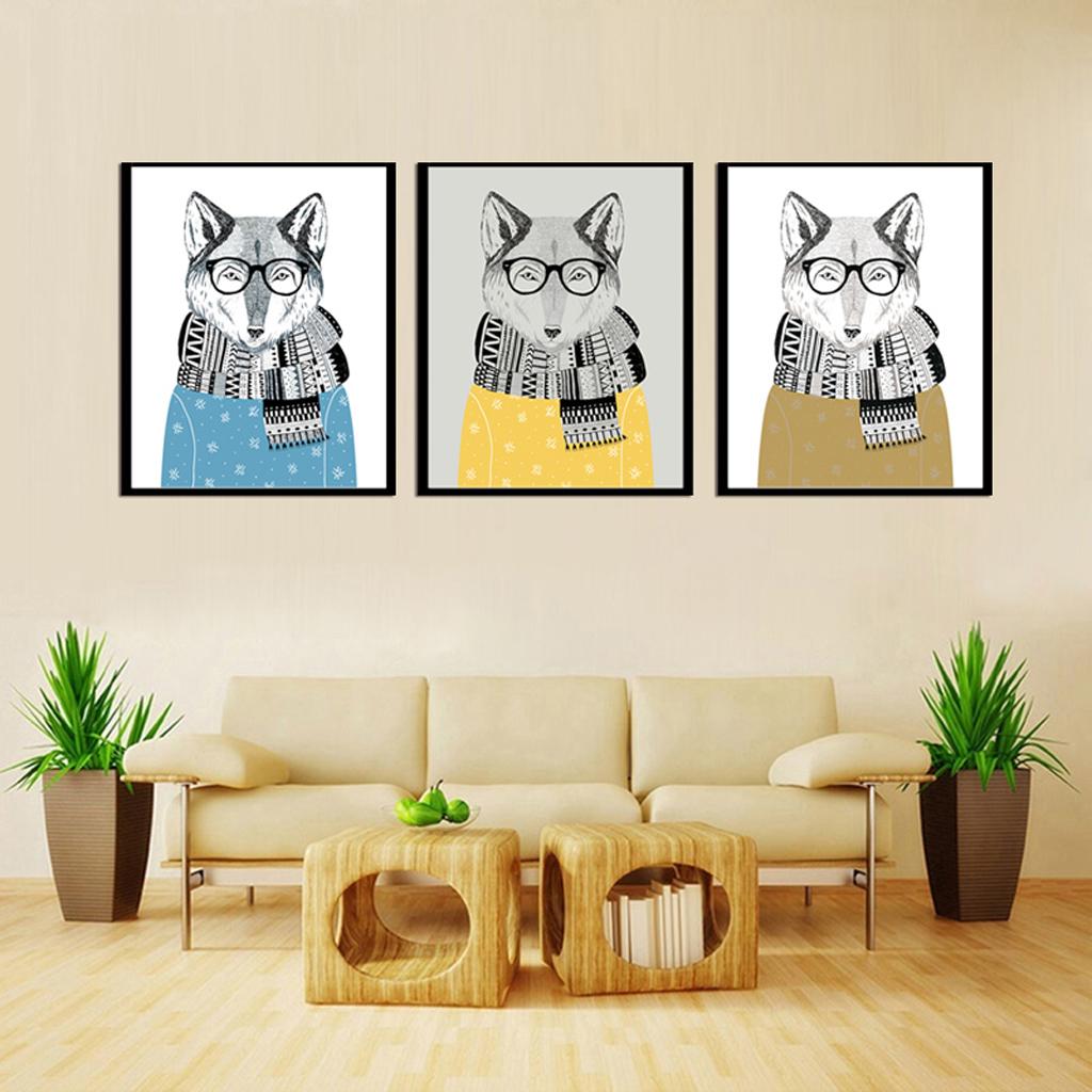 3 Panels Cute Canvas Paintings Wall Decor for Living Room Nursery Room D
