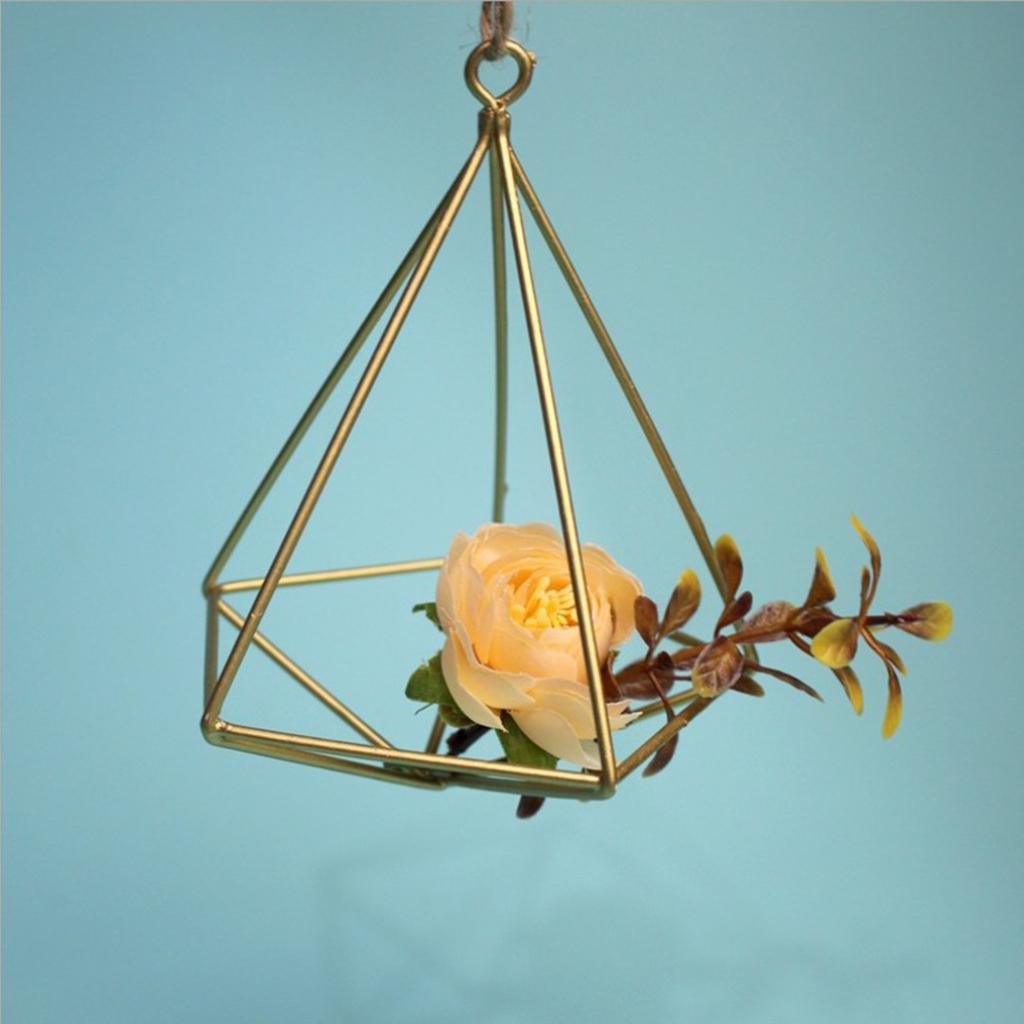 Wrought Iron Geometric Hanging Succulent Air Plants Triangle Flower Rack D