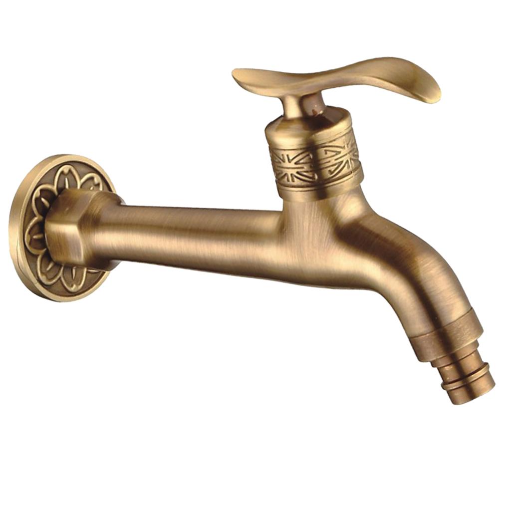 Wall Mounted Antique Alloy Garden Washing Machine Water Tap Faucet C